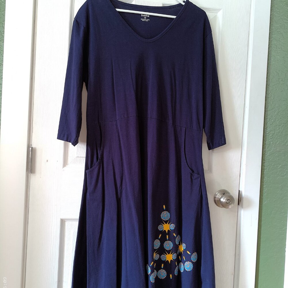Svaha Navy Midi Dress with Nuclear Fission - Picture 2 of 14